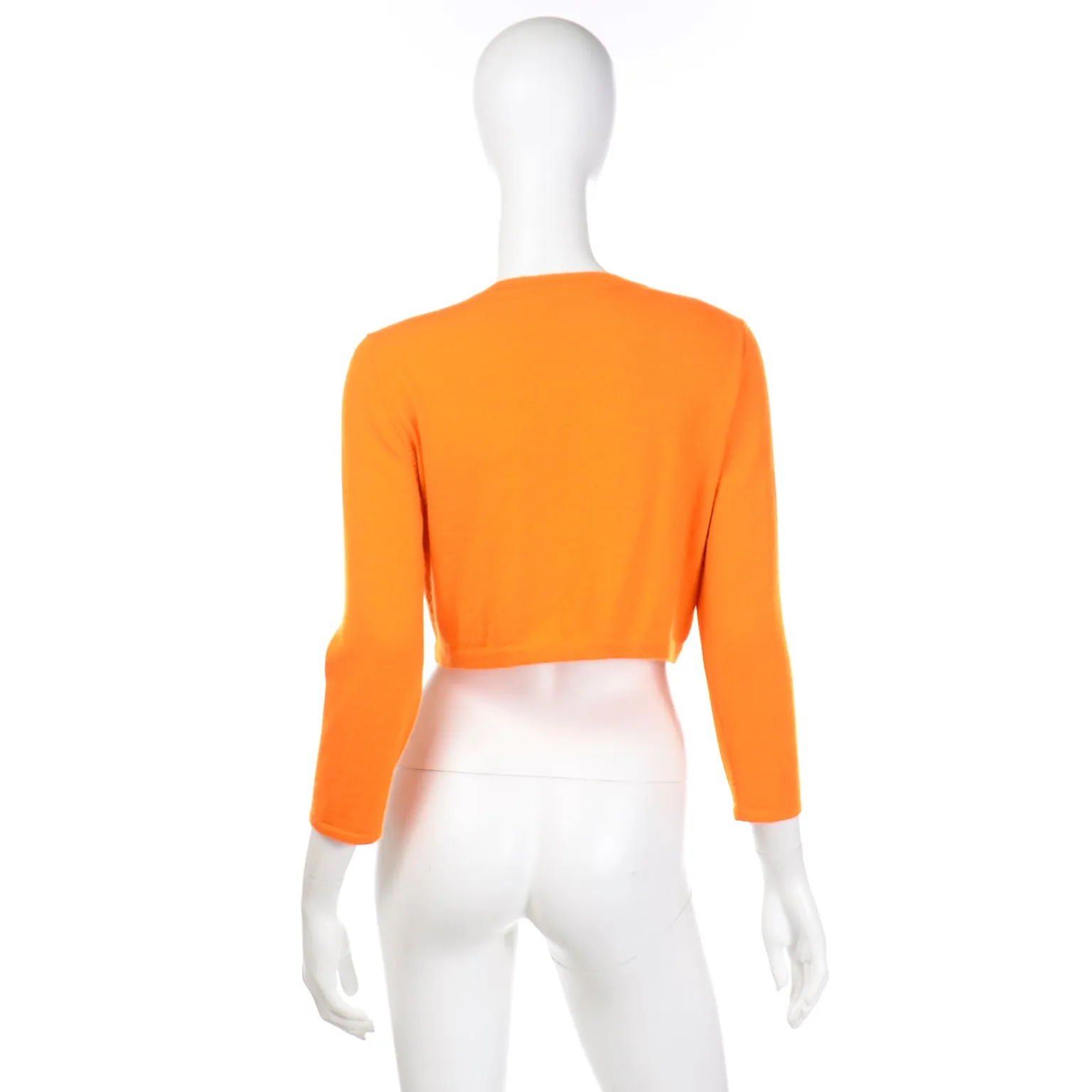 2008 Oscar de la Renta Tangerine Cashmere Cropped Bolero Sweater Top