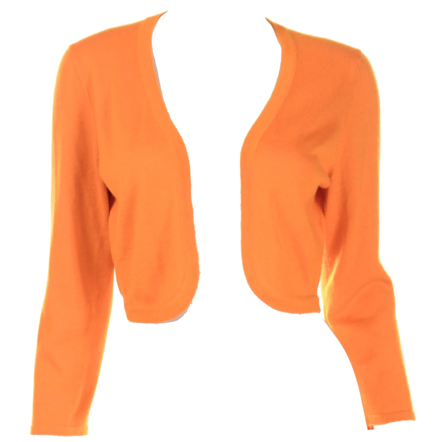 2008 Oscar de la Renta Tangerine Cashmere Cropped Bolero Sweater Top