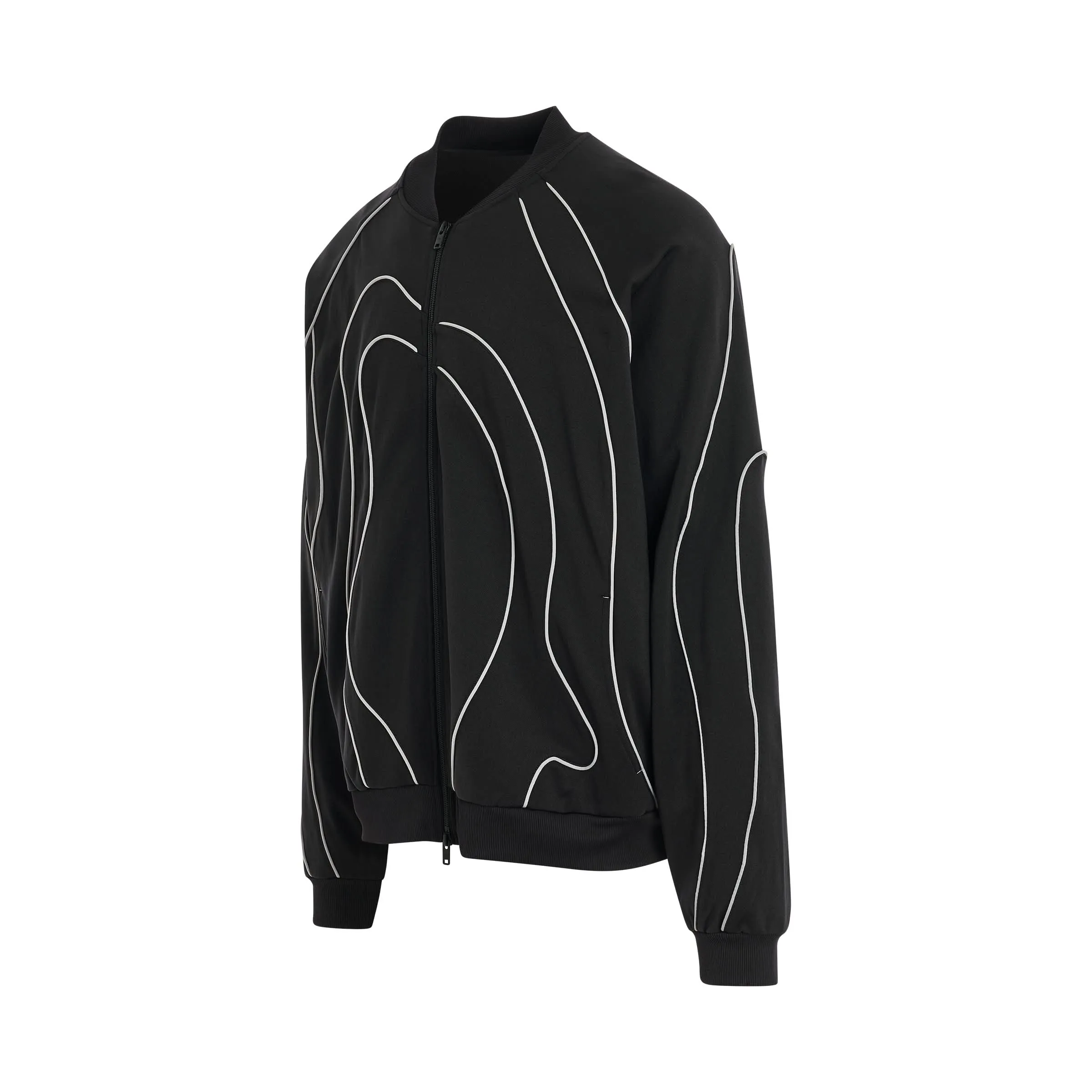 Abstract Stripe Track Jacket in Black