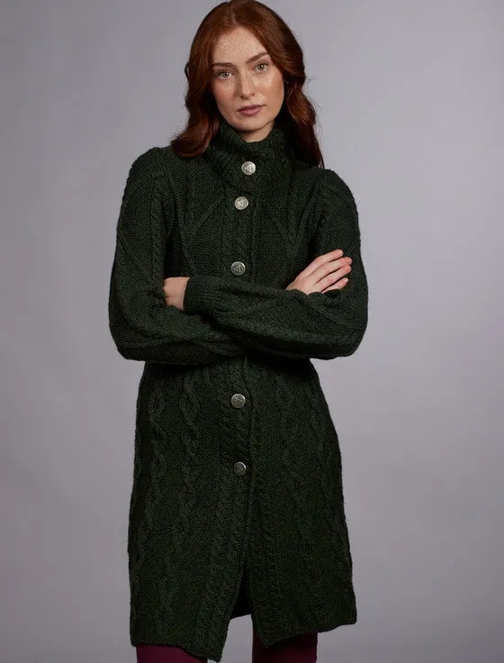 Aran Cable Signature Coat - Army Green