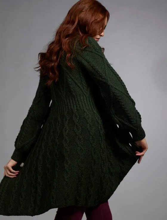 Aran Cable Signature Coat - Army Green