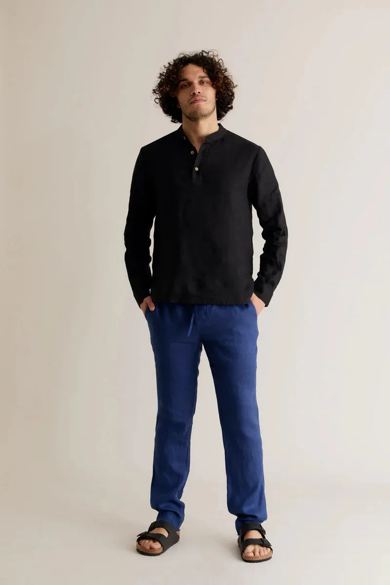 August Linen Trouser Navy Blue