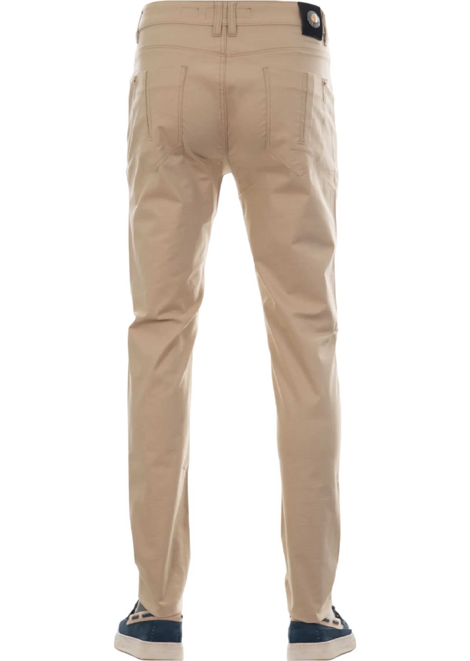 Beige Buckle Tech Cotton Pants