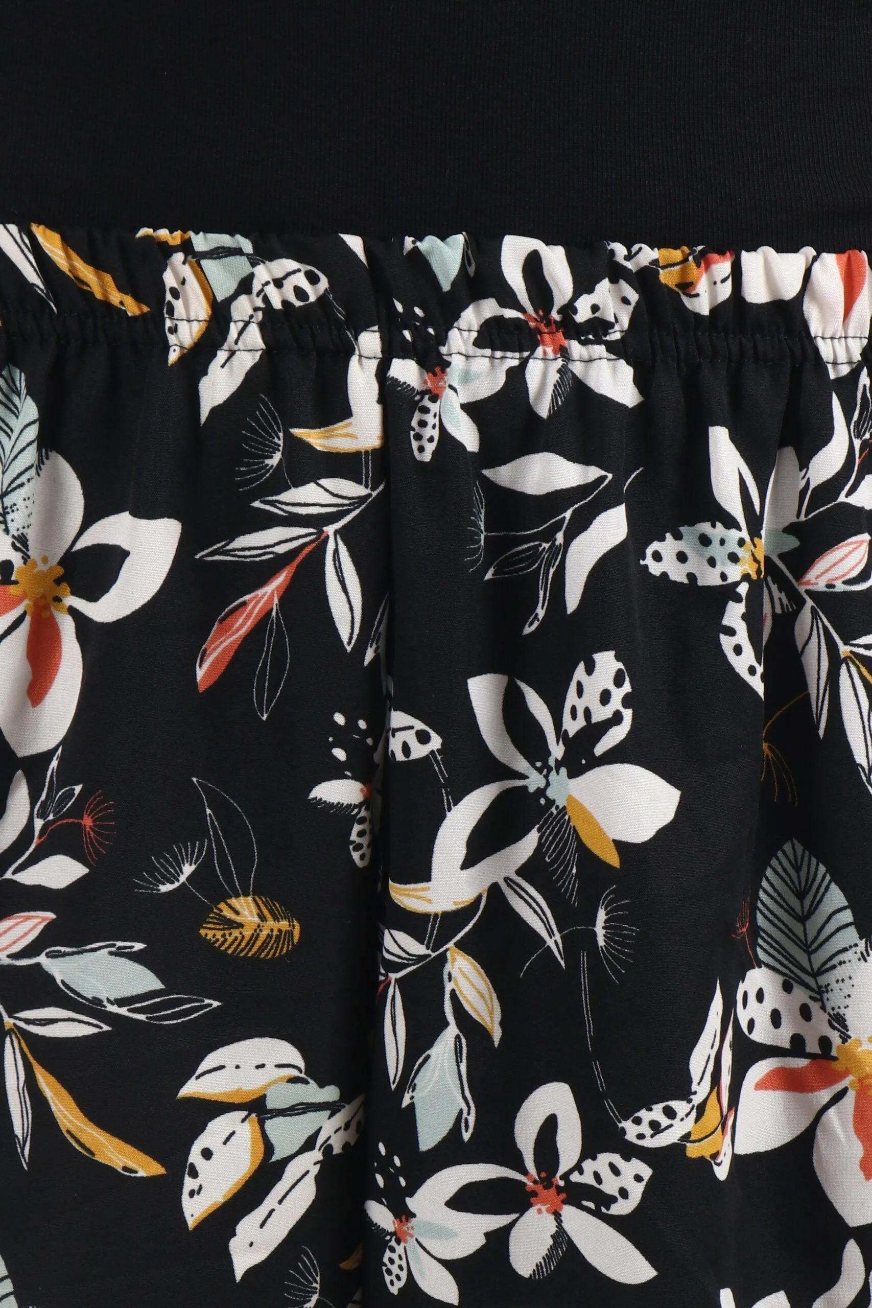 Black Floral Printed Pyjamas