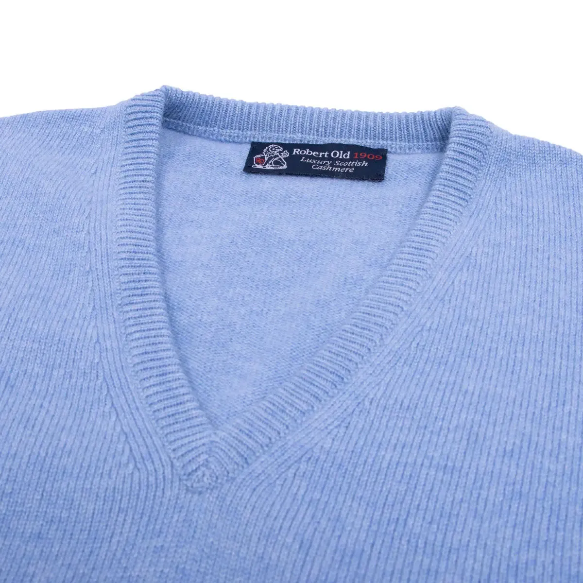 Blue Haze Tobermorey 4ply V-Neck Cashmere Sweater