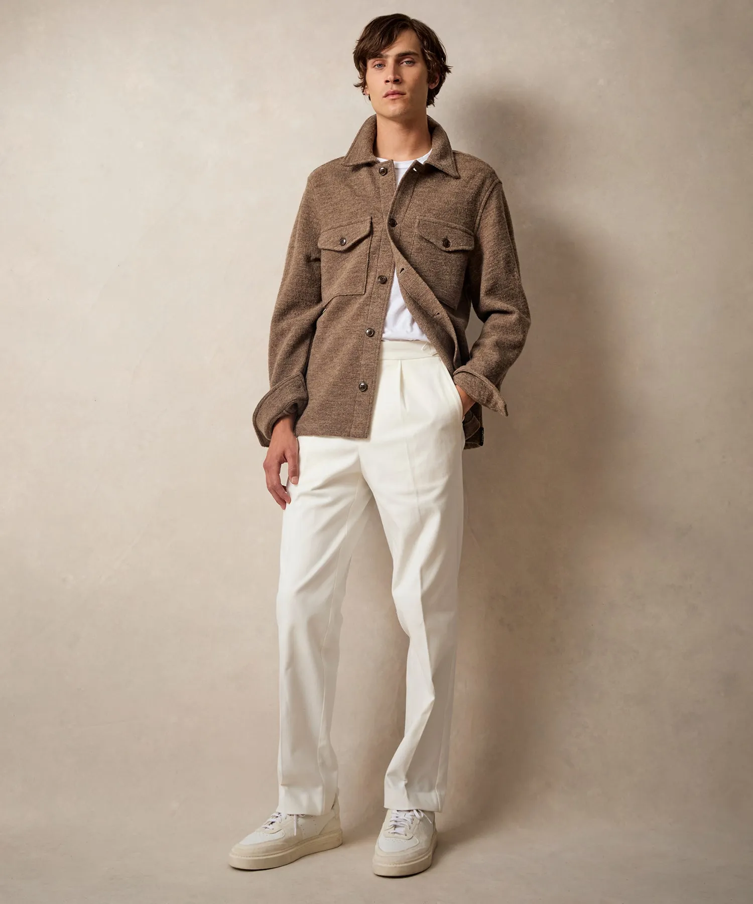 Boiled Wool CPO Shirt Jacket in Burlap