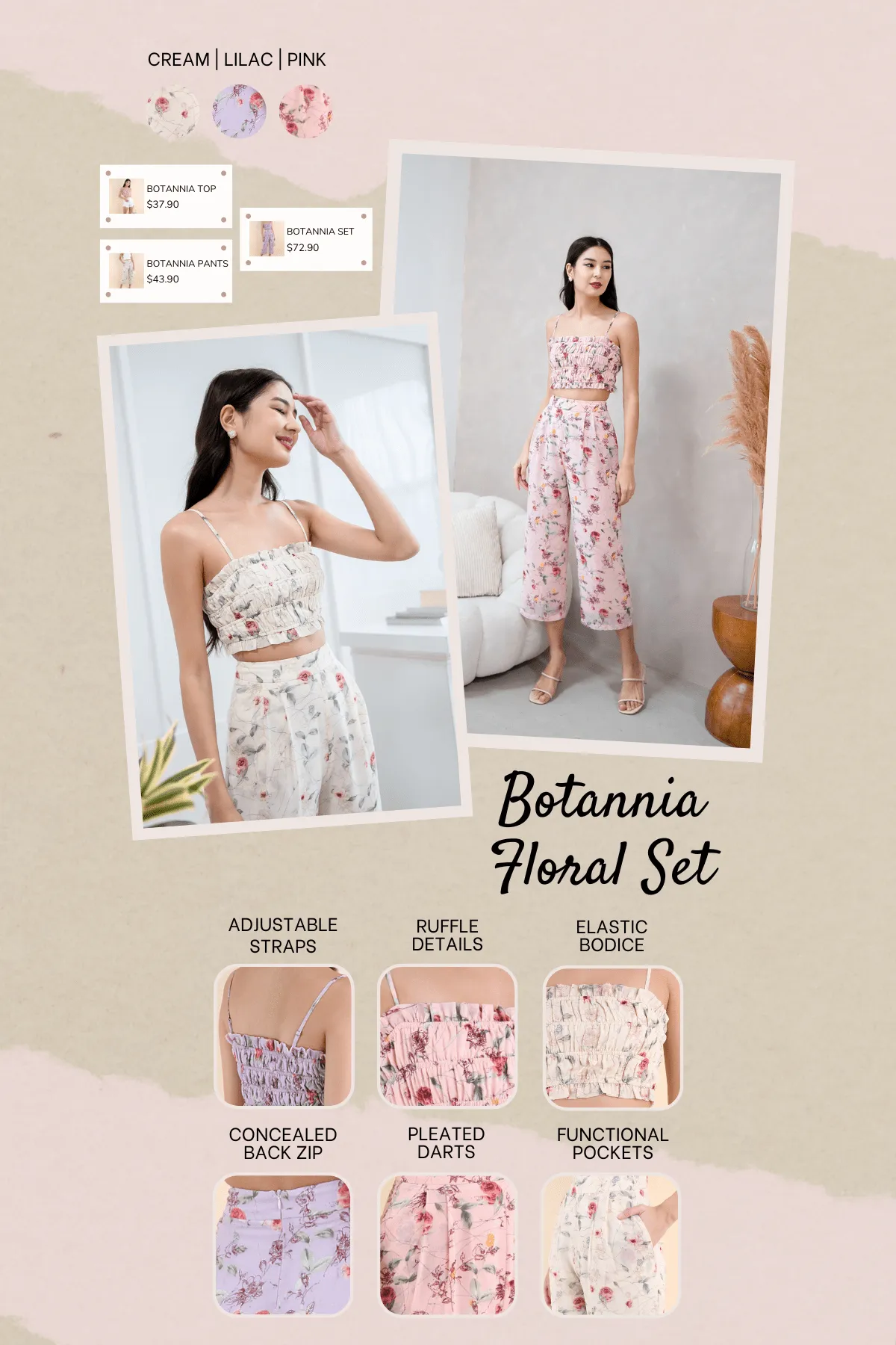 BOTANNIA FLORAL PANTS IN LILAC