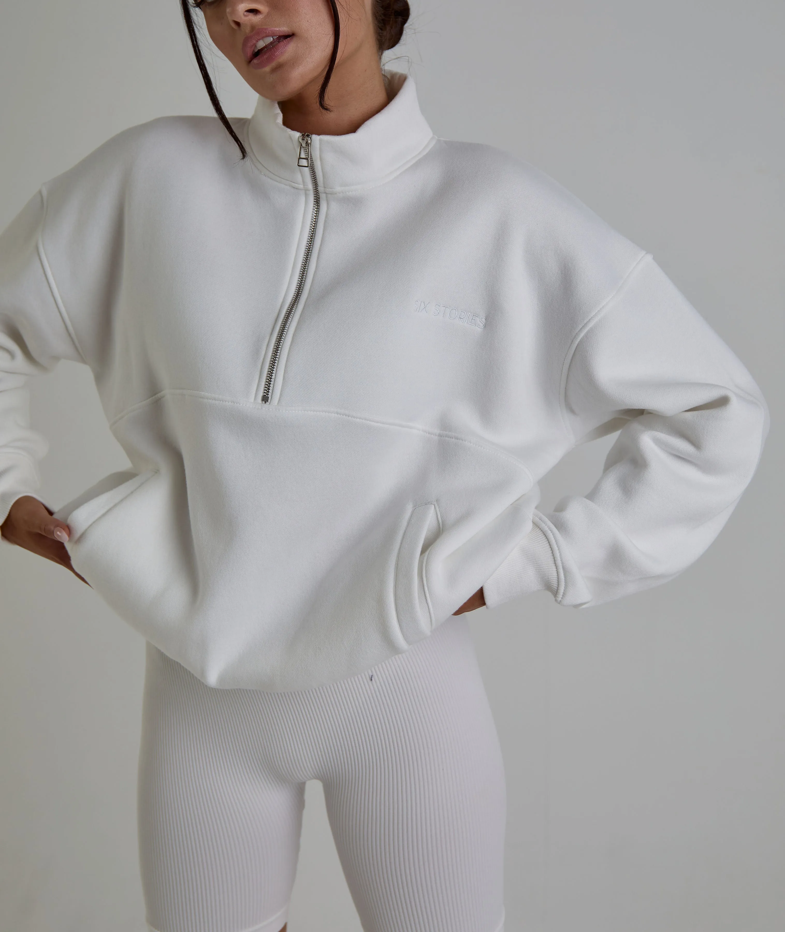 Bride Statement Quarter Zip Sweatshirt - White