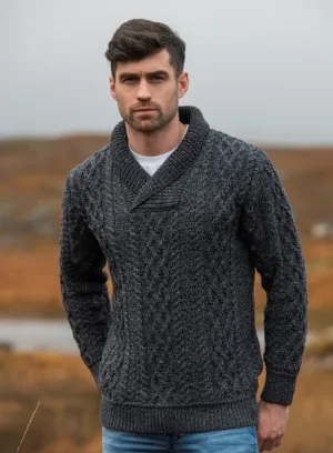 Bunratty Shawl Collar Sweater - Charcoal