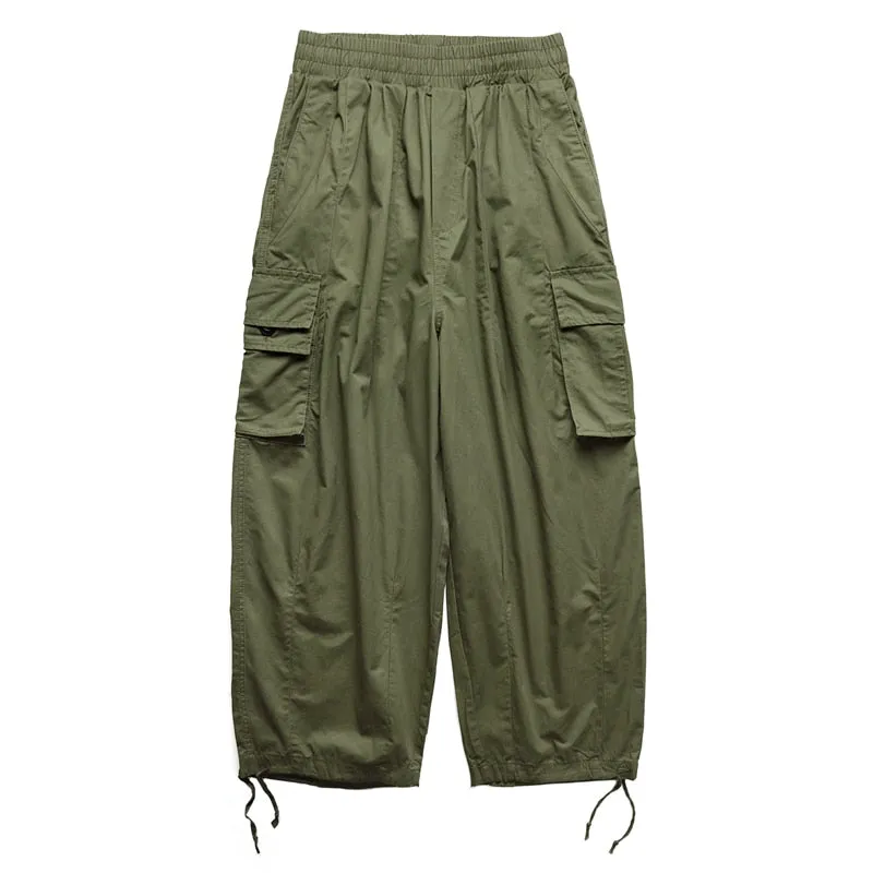 Cargo Multi-Pocket Loose Straight Solid Color Pants