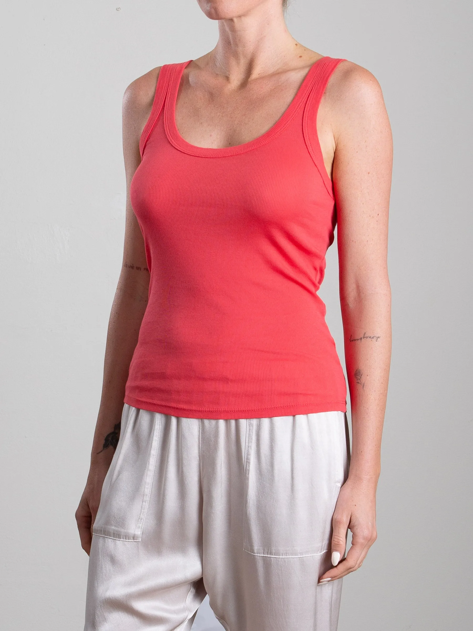 Cass Tank in Lightweight Rib - Poppy