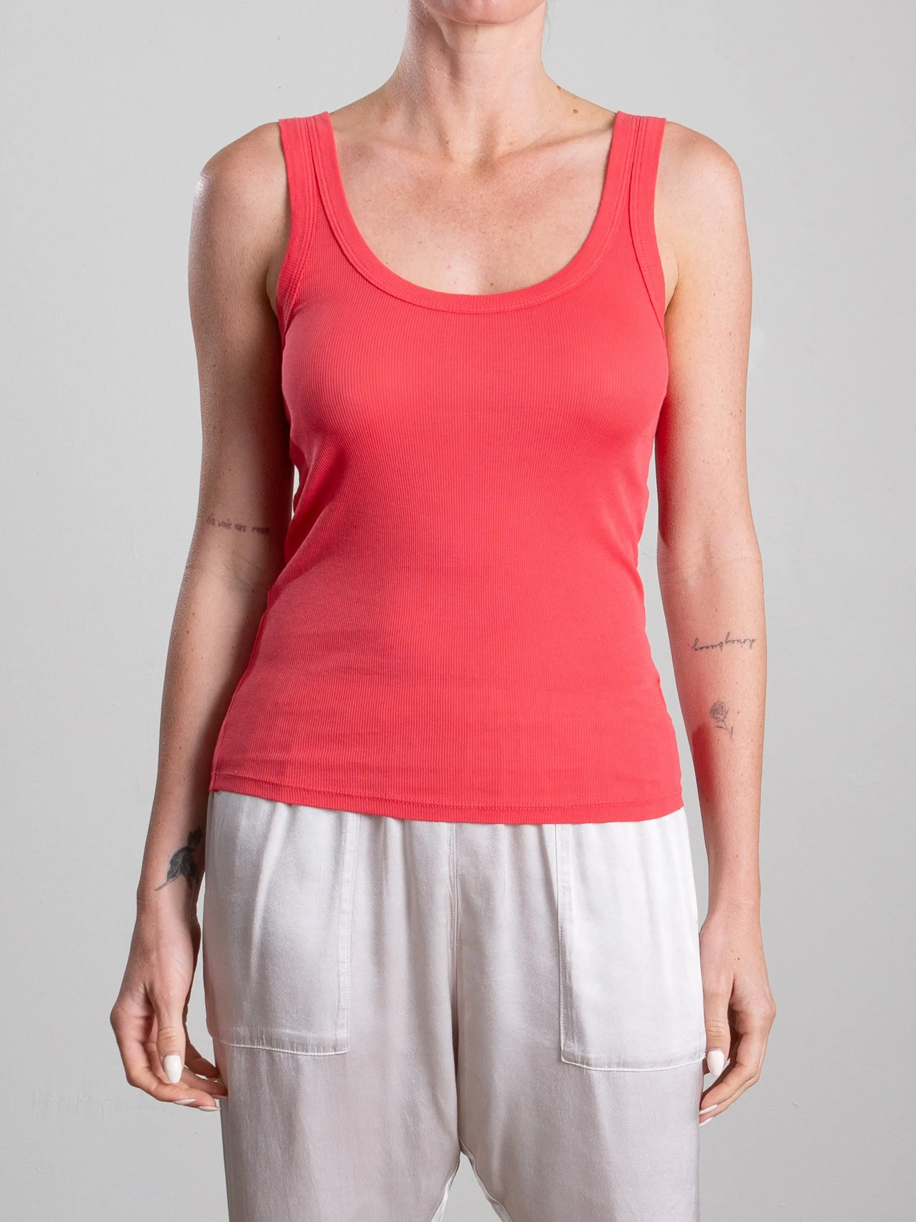 Cass Tank in Lightweight Rib - Poppy