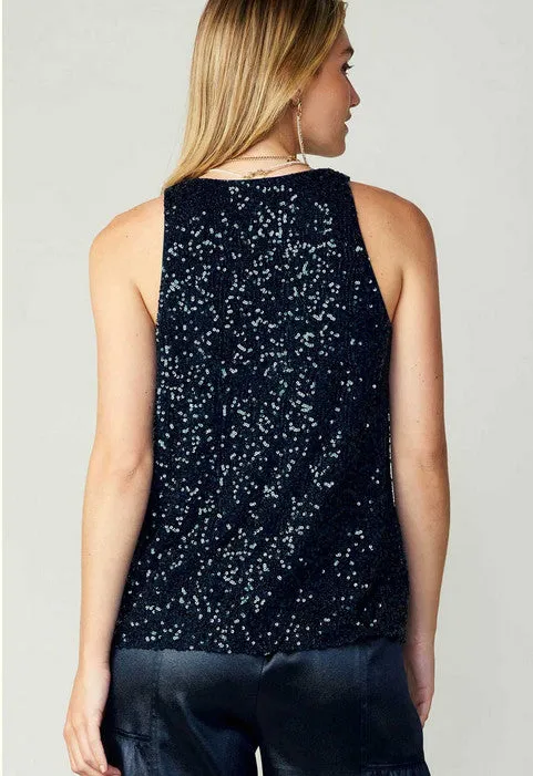 Current Air Sleeveless Sequin Top - SAPPHIRE