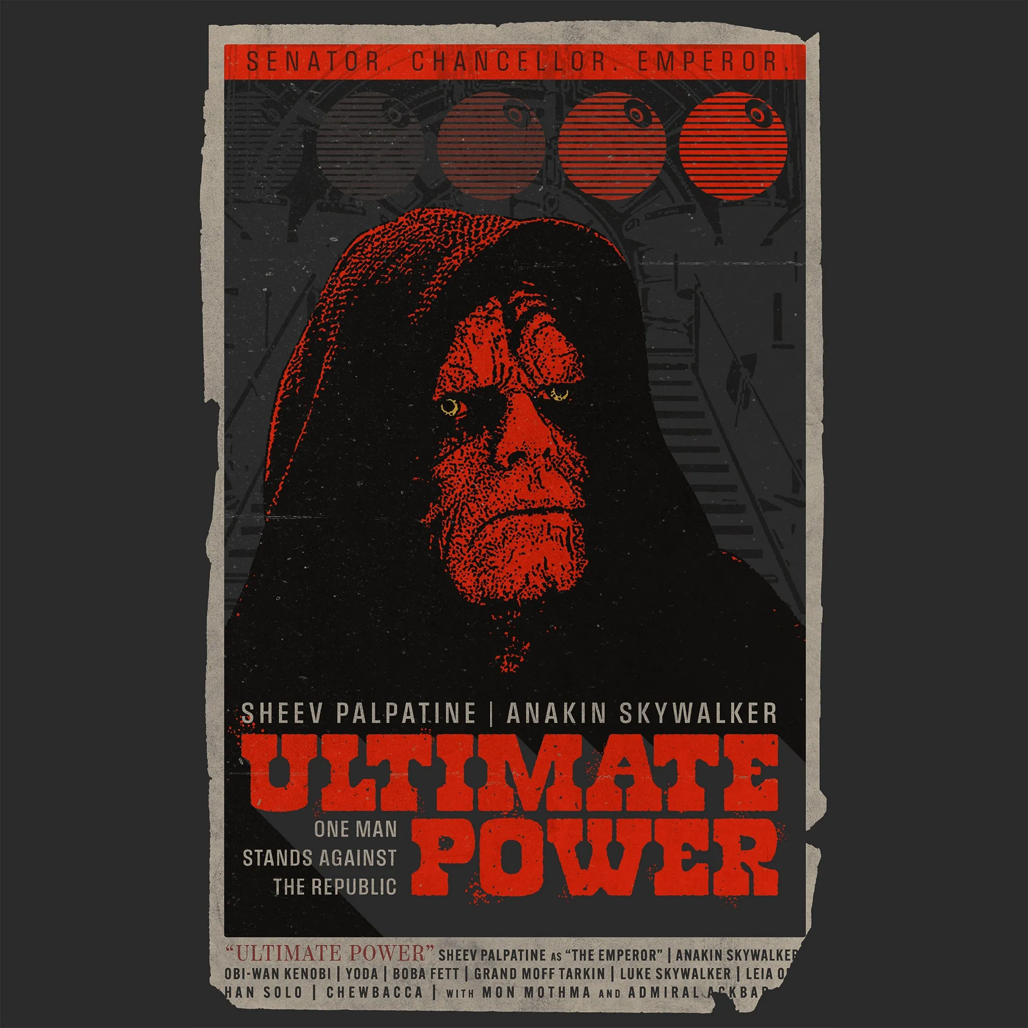 Darth Sidious Ultimate Power Grindhouse Poster Black Tee