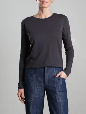 Drea Long-Sleeve Tee in Lightweight Jersey - Carbon