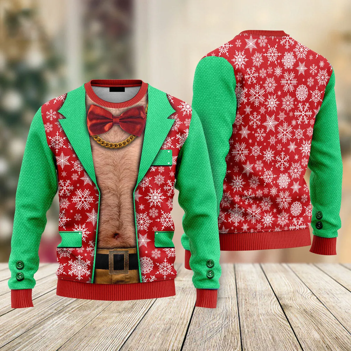 Faux Real Men's 3D Photo Realistic Christmas Sweaters For Men