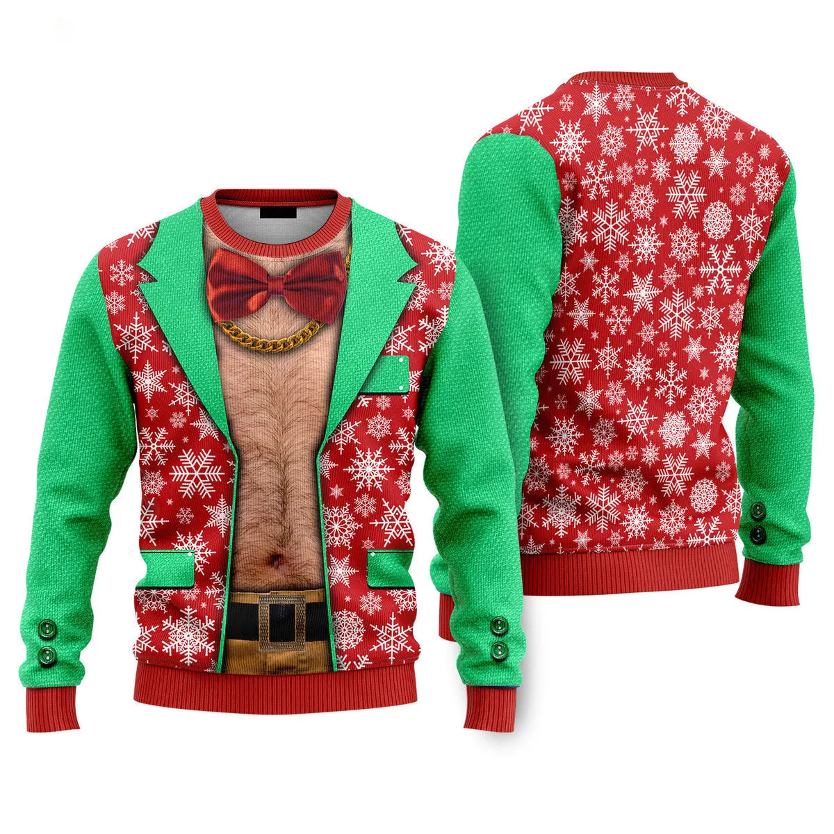 Faux Real Men's 3D Photo Realistic Christmas Sweaters For Men