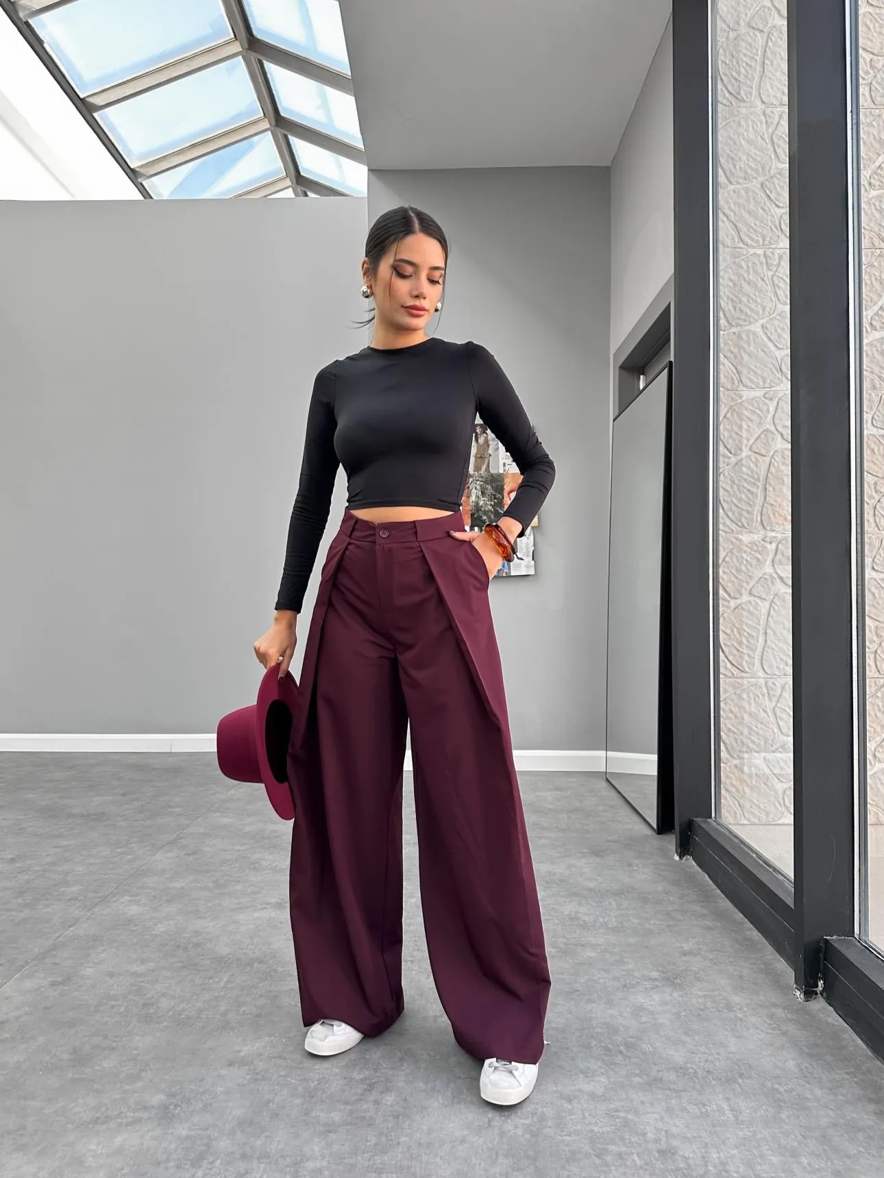 Front Folded Fabric Trousers