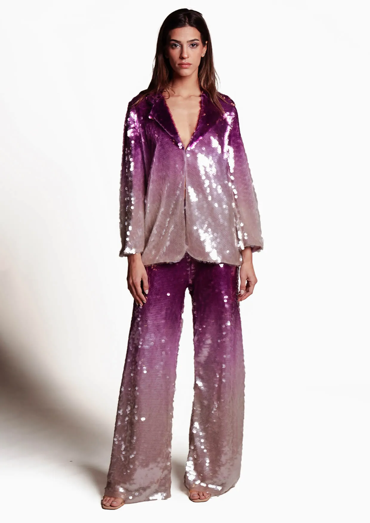 Galatea High-Waisted Sequin Trousers