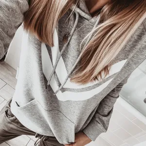 Grey hoody with white double chevron *relaxed fit* *JUST XS LEFT*