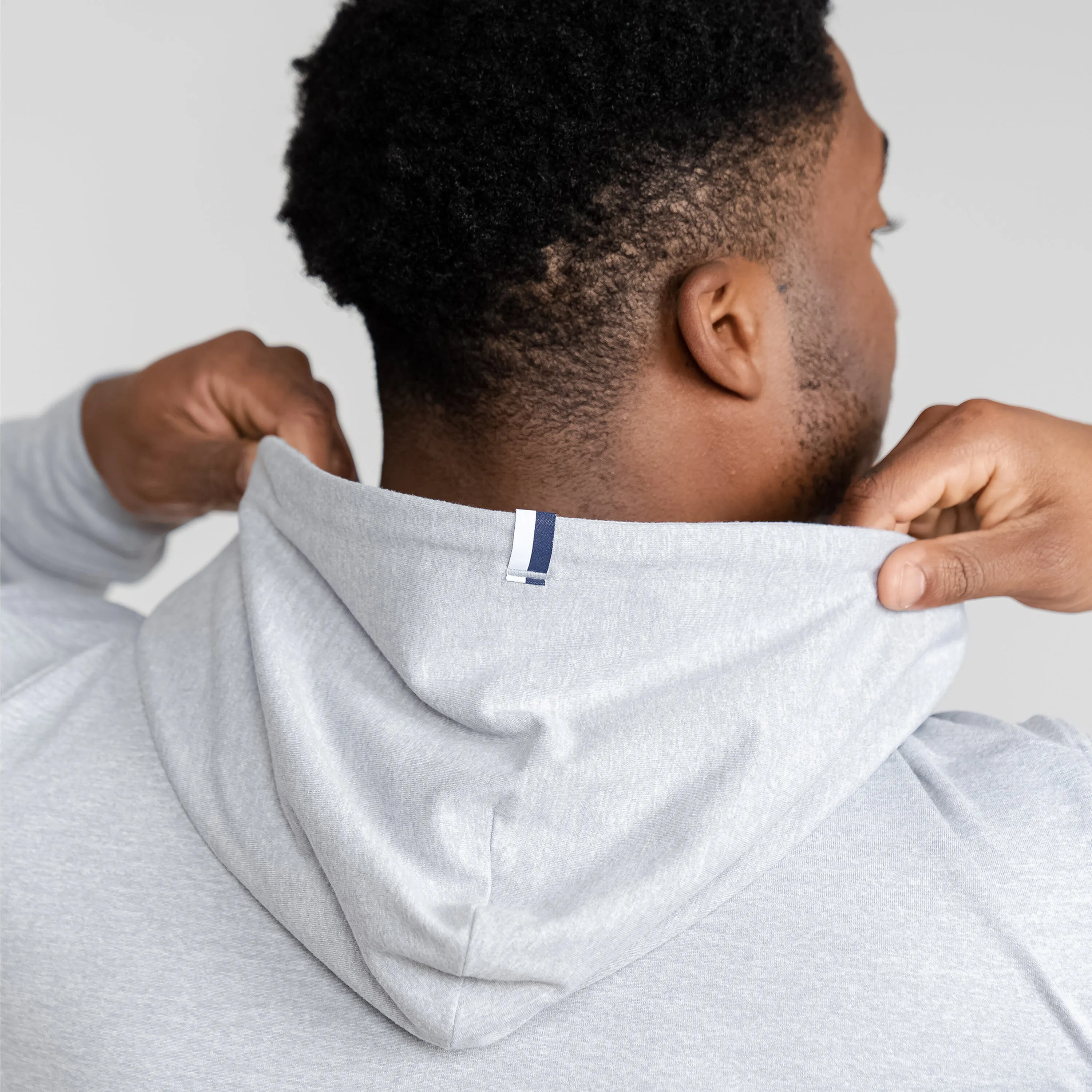 Hesi Performance Hoodie - Heather Gray with Stainless Steel and White Accents.