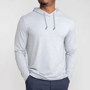 Hesi Performance Hoodie - Heather Gray with Stainless Steel and White Accents.