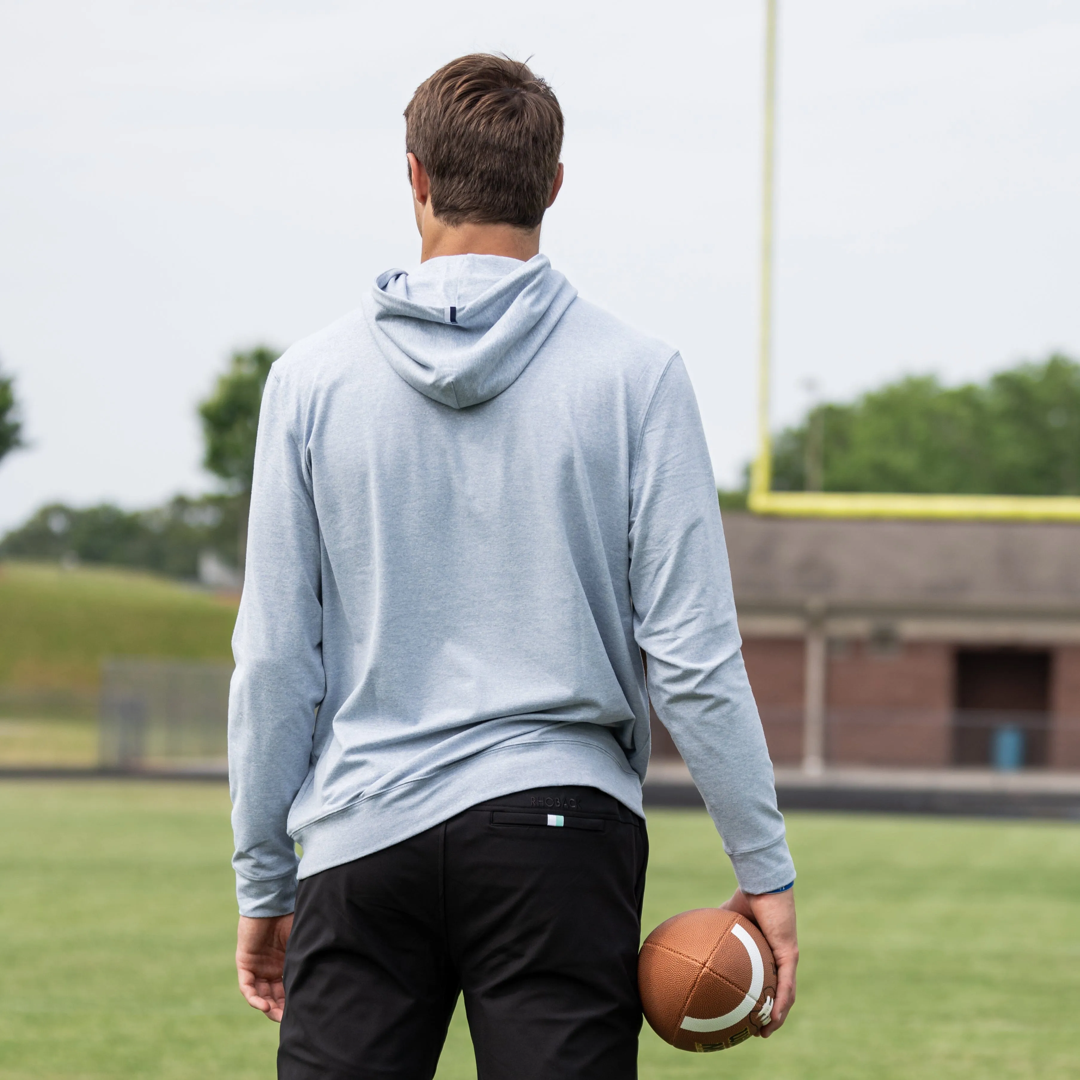 Hesi Performance Hoodie | Heather - Storm Blue/White