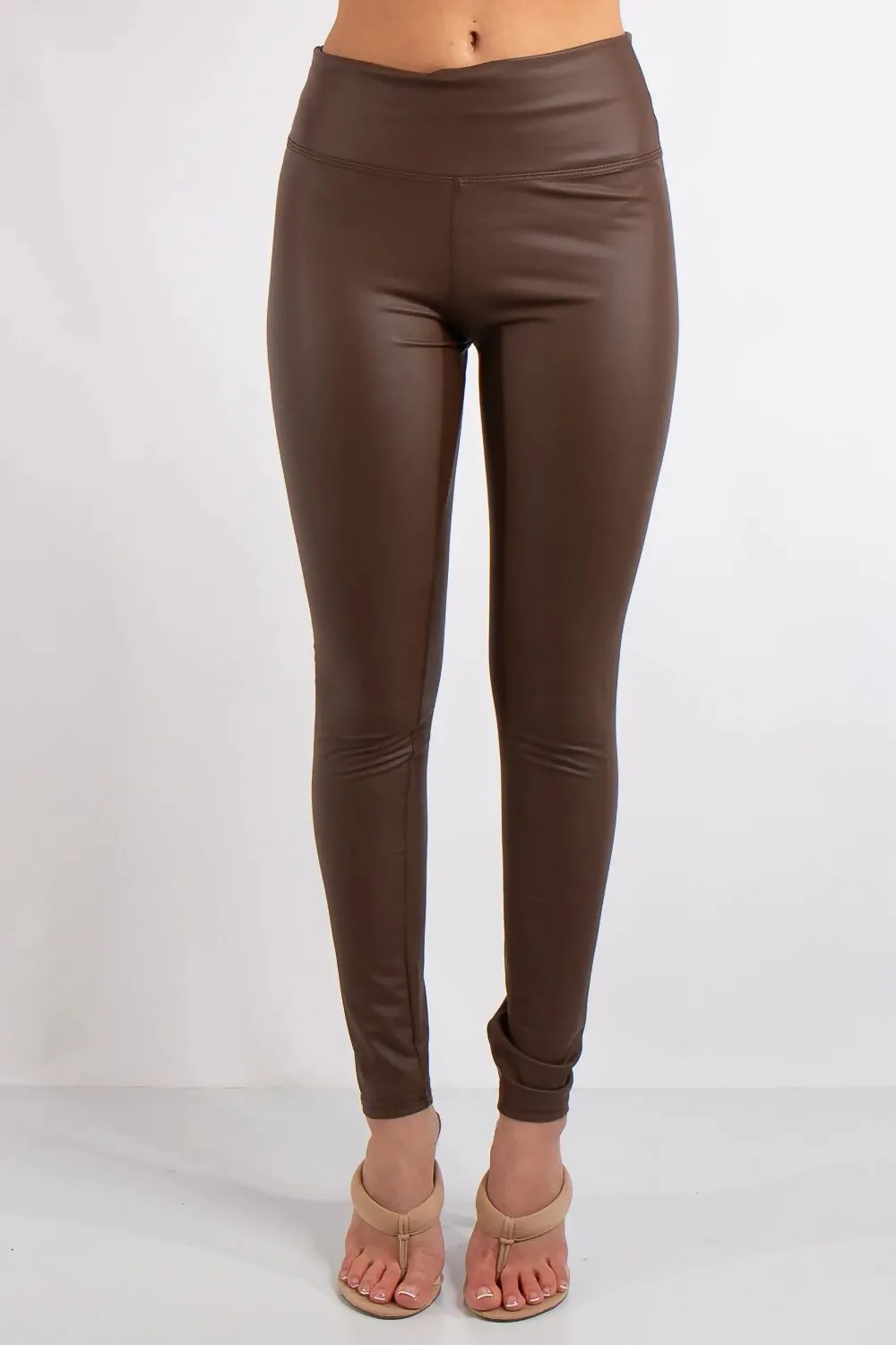 High Waist Sleek PU  Leather Look Legging Leggings