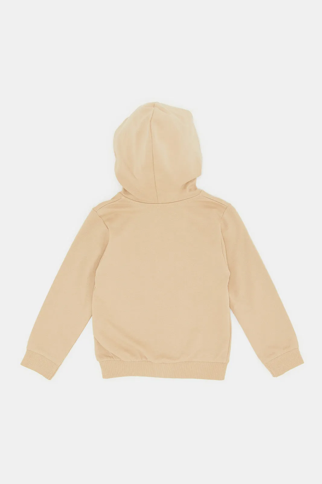 Infant Boys Biege Plain Hoody With Zipper Sweatshirts