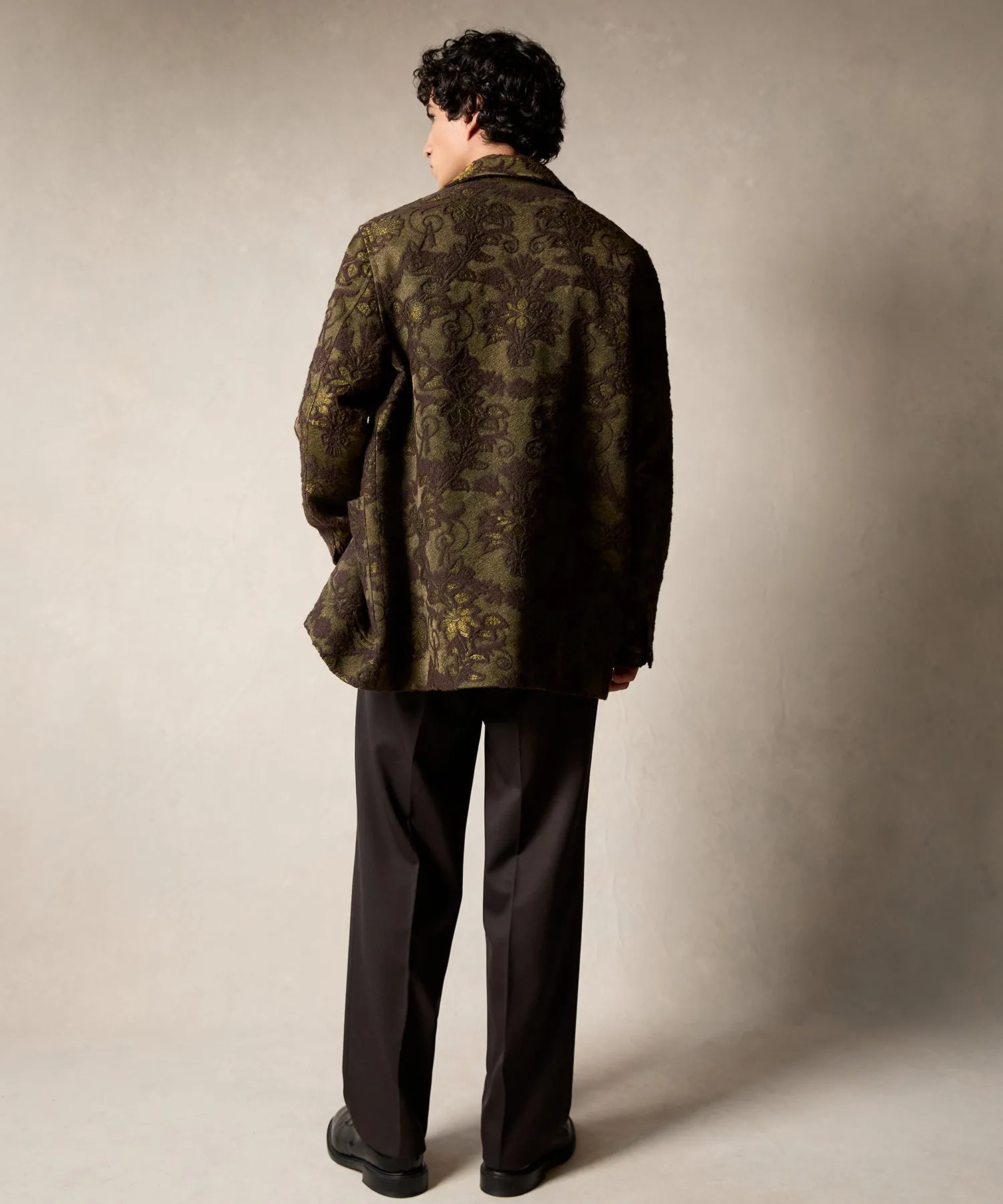 Italian Floral Chore Coat in Olive