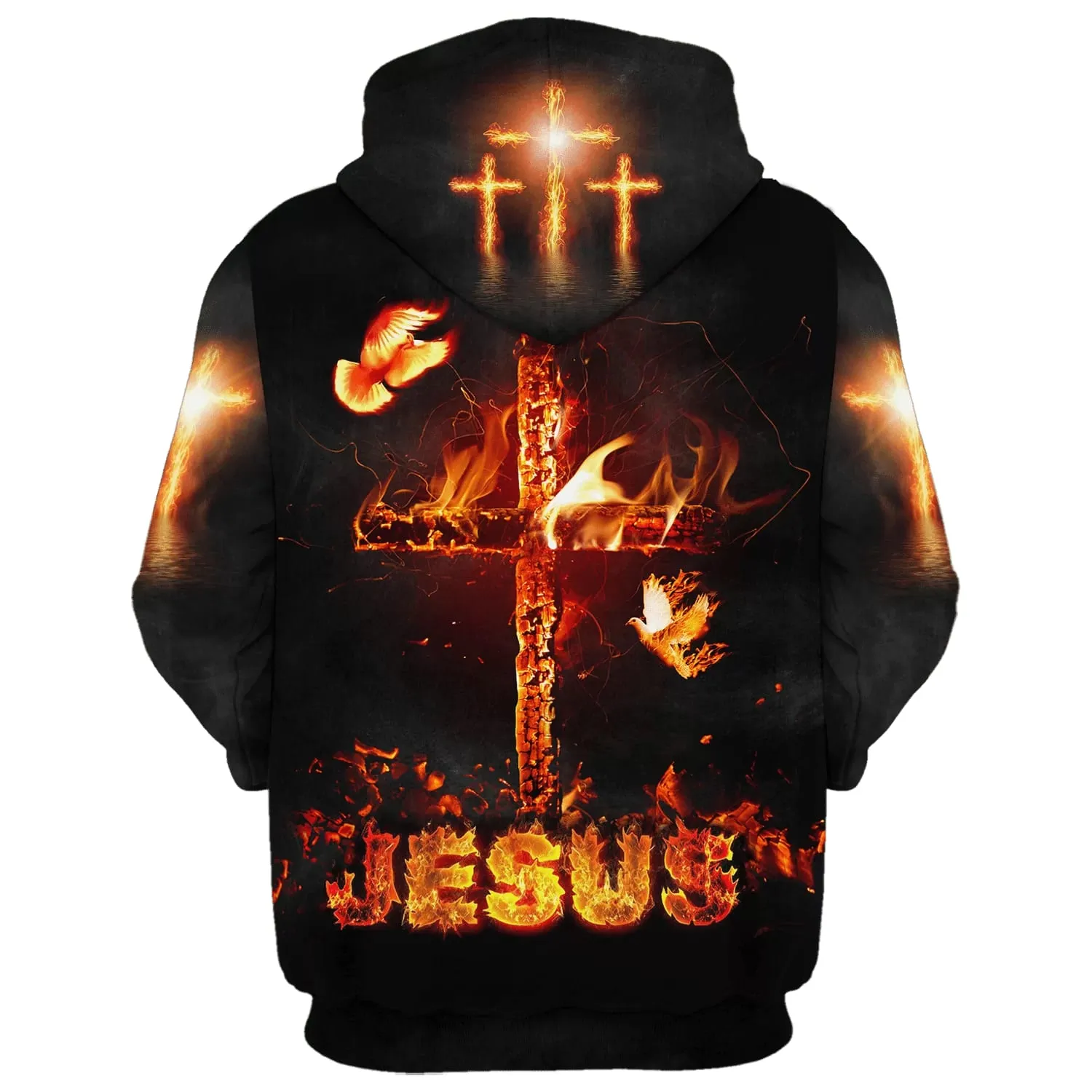 Jesus And The Three Crosses 3d Hoodies Jesus Hoodie Men & Women Christian Hoodie 3D Printed Hoodie