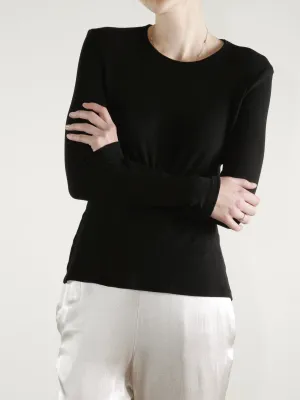 Jimmy Long-Sleeve Tee in Lightweight Rib - Black