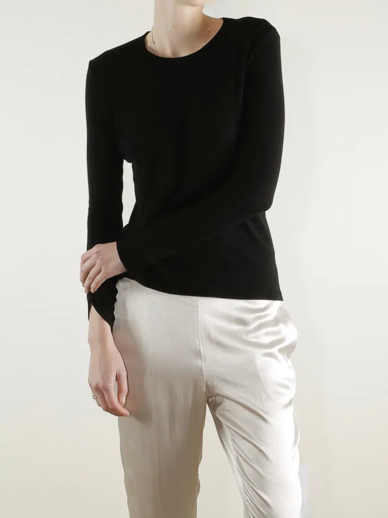 Jimmy Long-Sleeve Tee in Lightweight Rib - Black