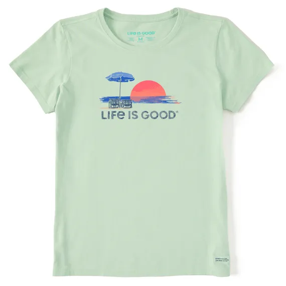 Life is Good Women's Sunset Watercolor Crusher Tee (Sage Green)