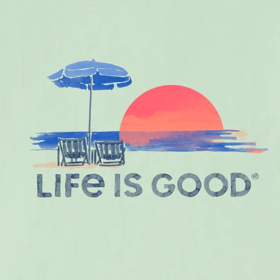 Life is Good Women's Sunset Watercolor Crusher Tee (Sage Green)