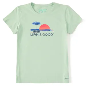 Life is Good Women's Sunset Watercolor Crusher Tee (Sage Green)