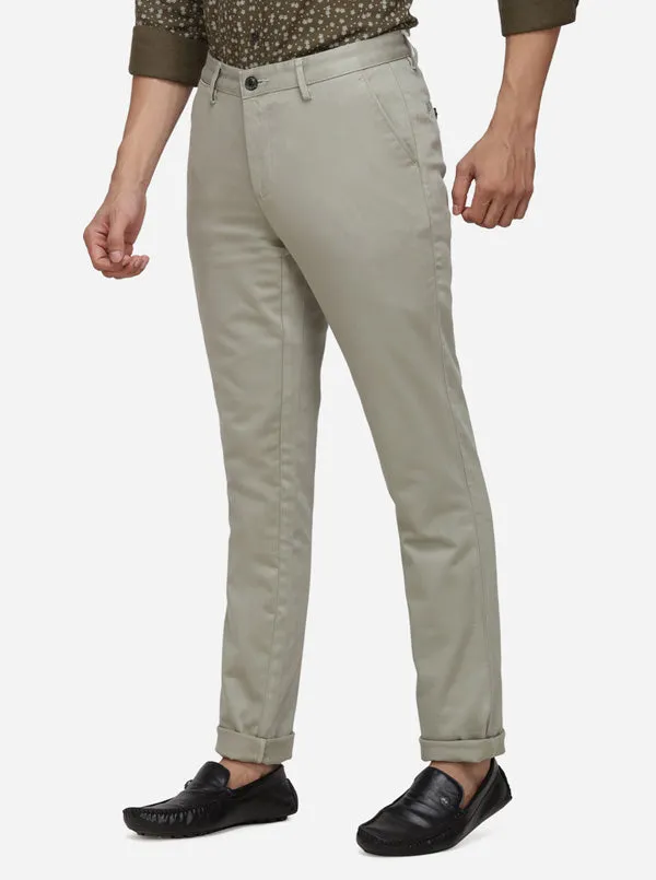 Light Green Solid Uno Fit Casual Trouser | JadeBlue