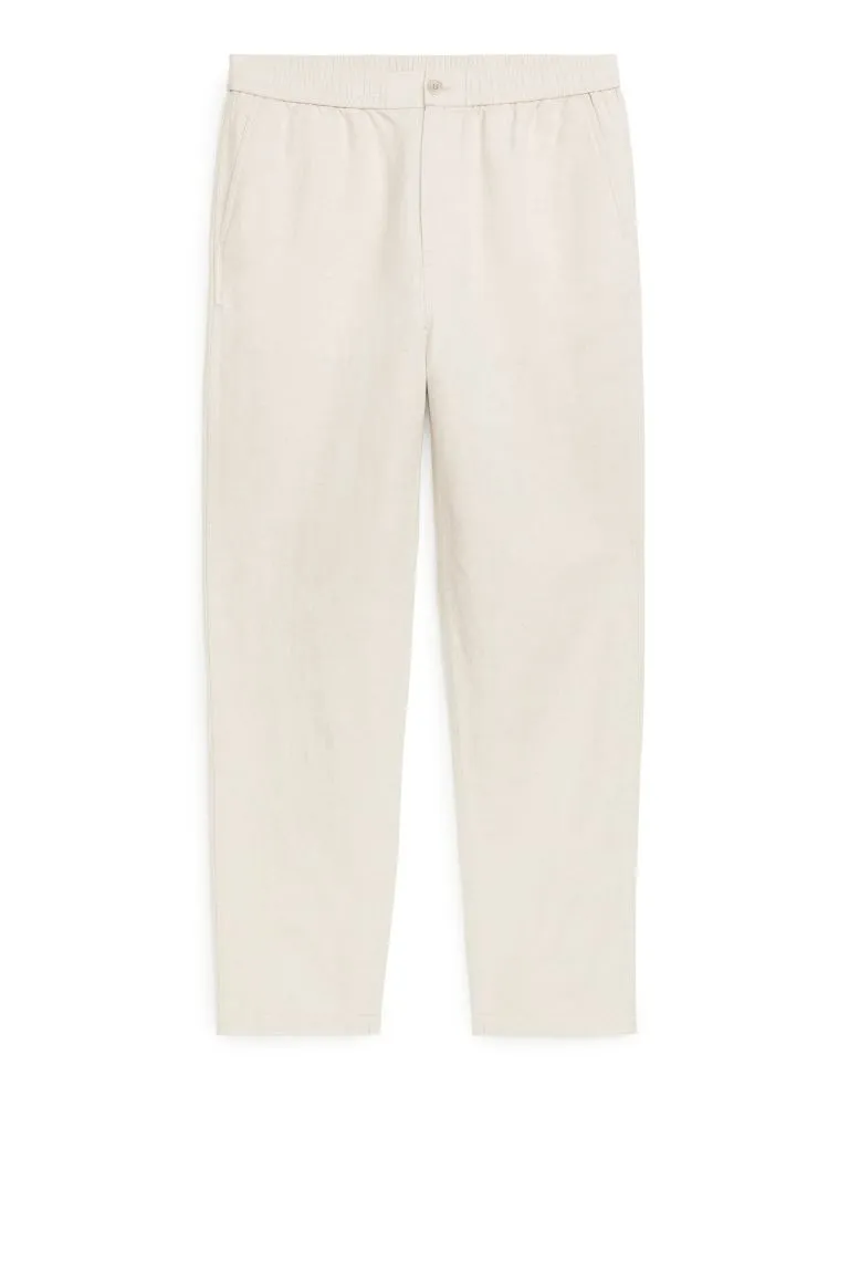 Linen blend trousers with laces ARKET