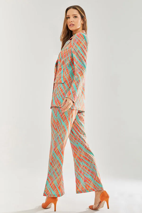 Liquorish Orange Scribble Print Blazer