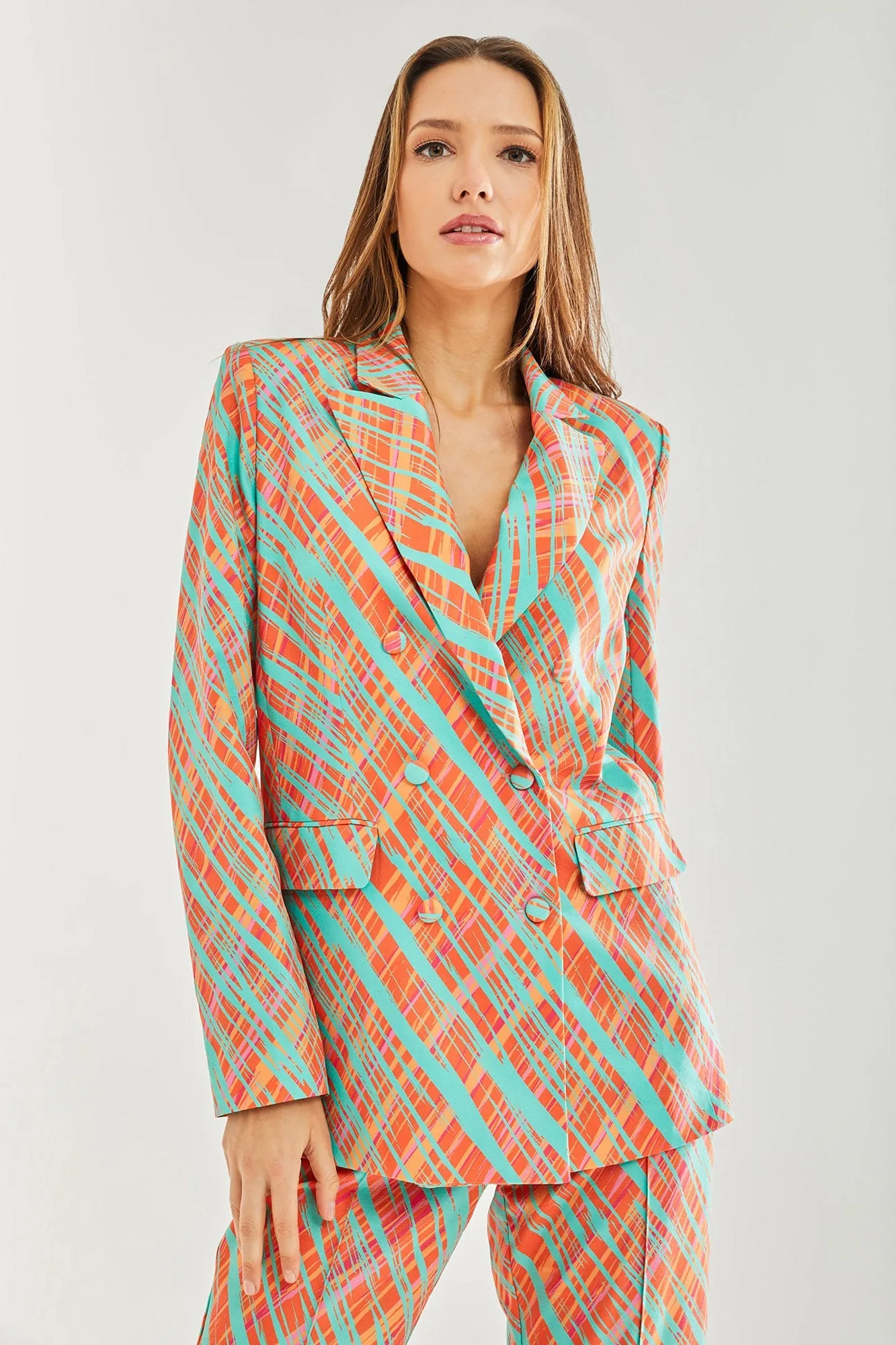 Liquorish Orange Scribble Print Blazer