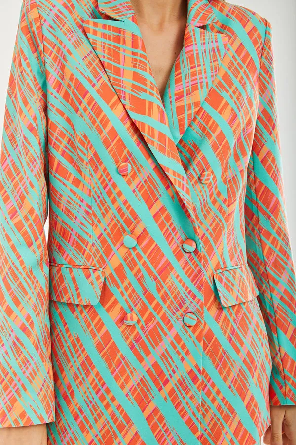 Liquorish Orange Scribble Print Blazer