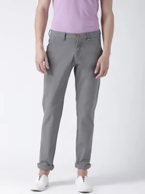 Men Steel Relaxed Fit Solid Chinos