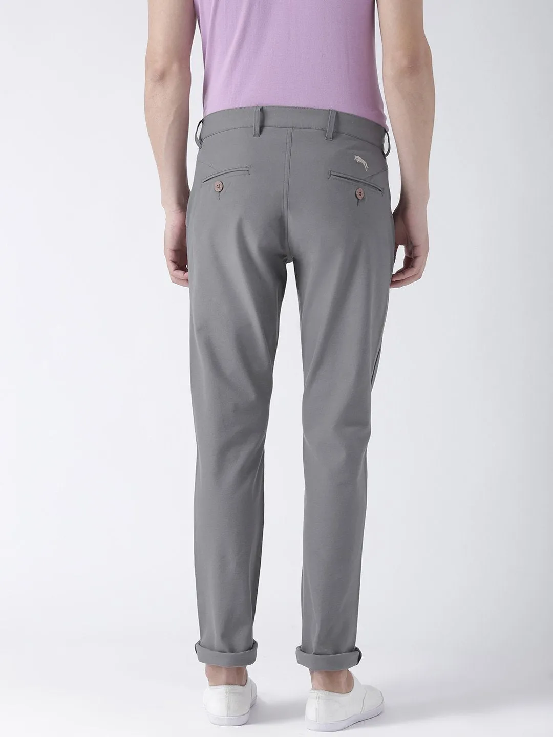 Men Steel Relaxed Fit Solid Chinos