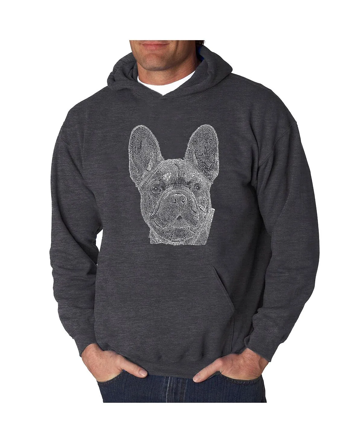 Men's word art hoodie - French bulldog LA Pop Art, gray