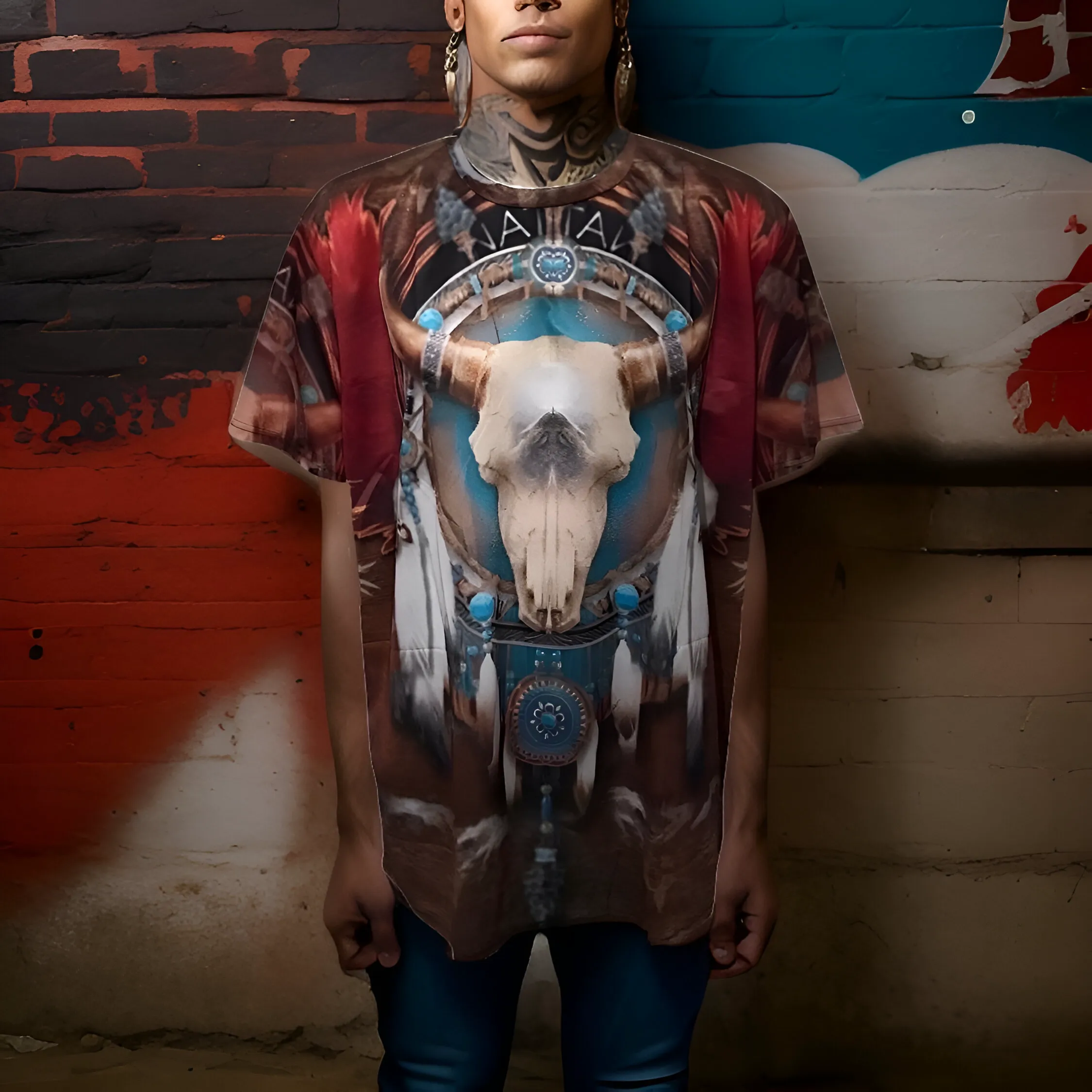 ^NATIVE AMERICAN^ (LIGHTWEIGHT) ALL OVER PRINT SUMMER TEES