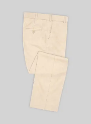 Noble Beige Wool Silk Linen Pants