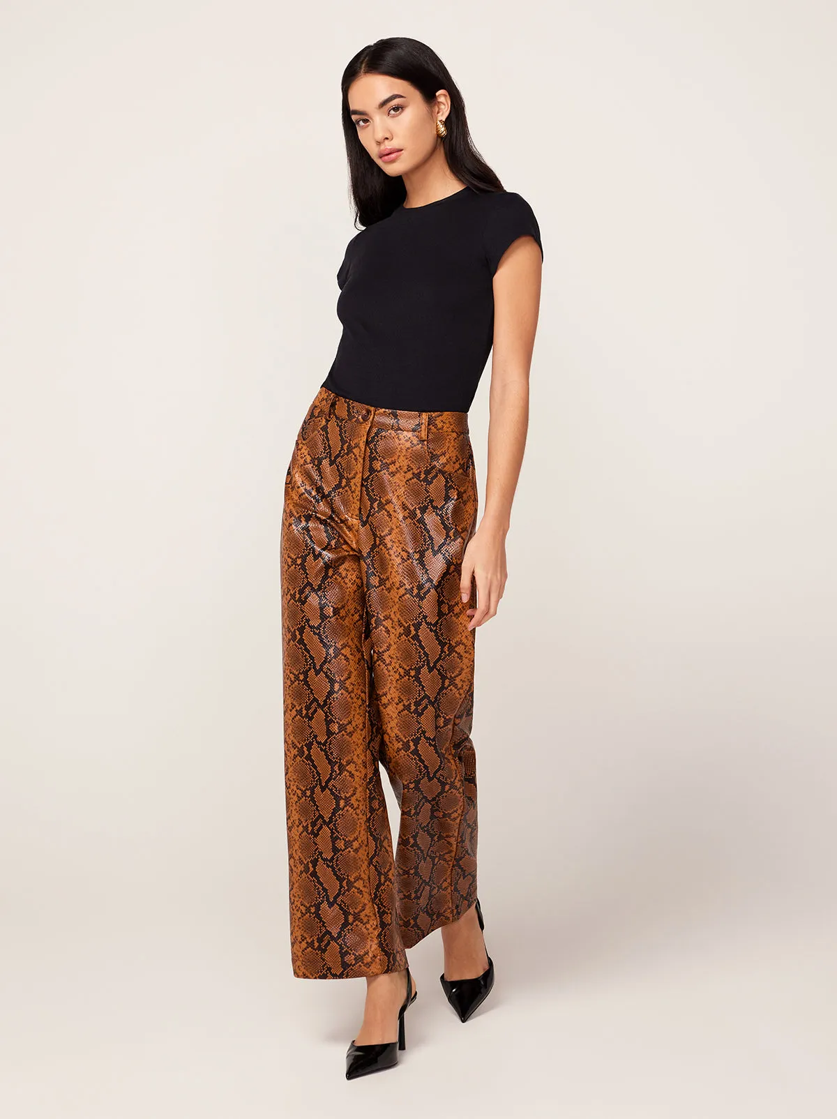 Nova Caramel Snakeskin Vinyl Trousers