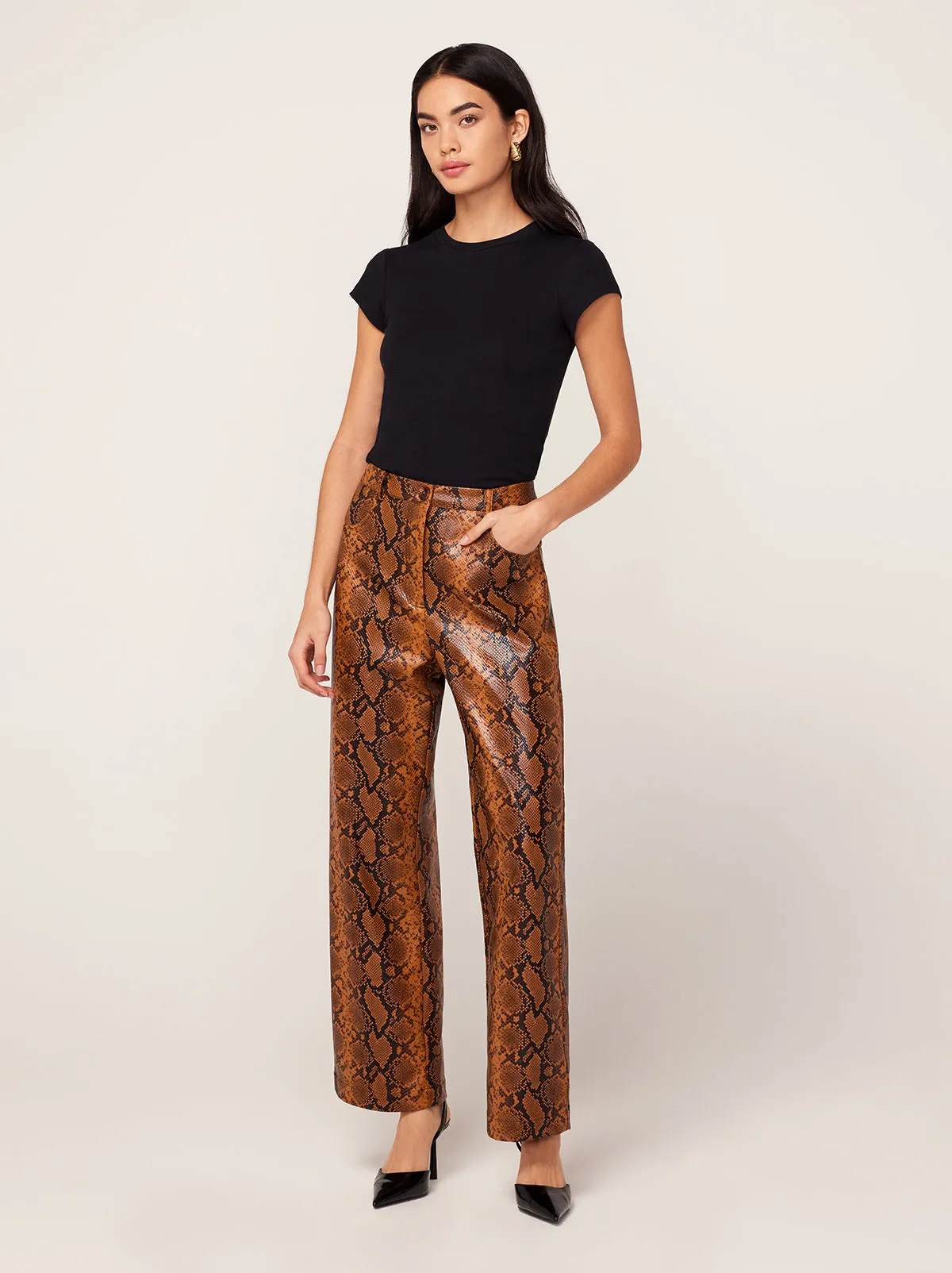 Nova Caramel Snakeskin Vinyl Trousers