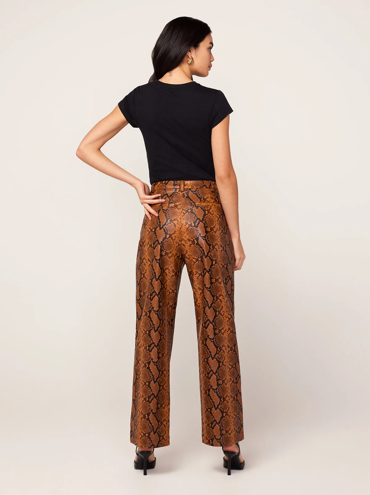 Nova Caramel Snakeskin Vinyl Trousers