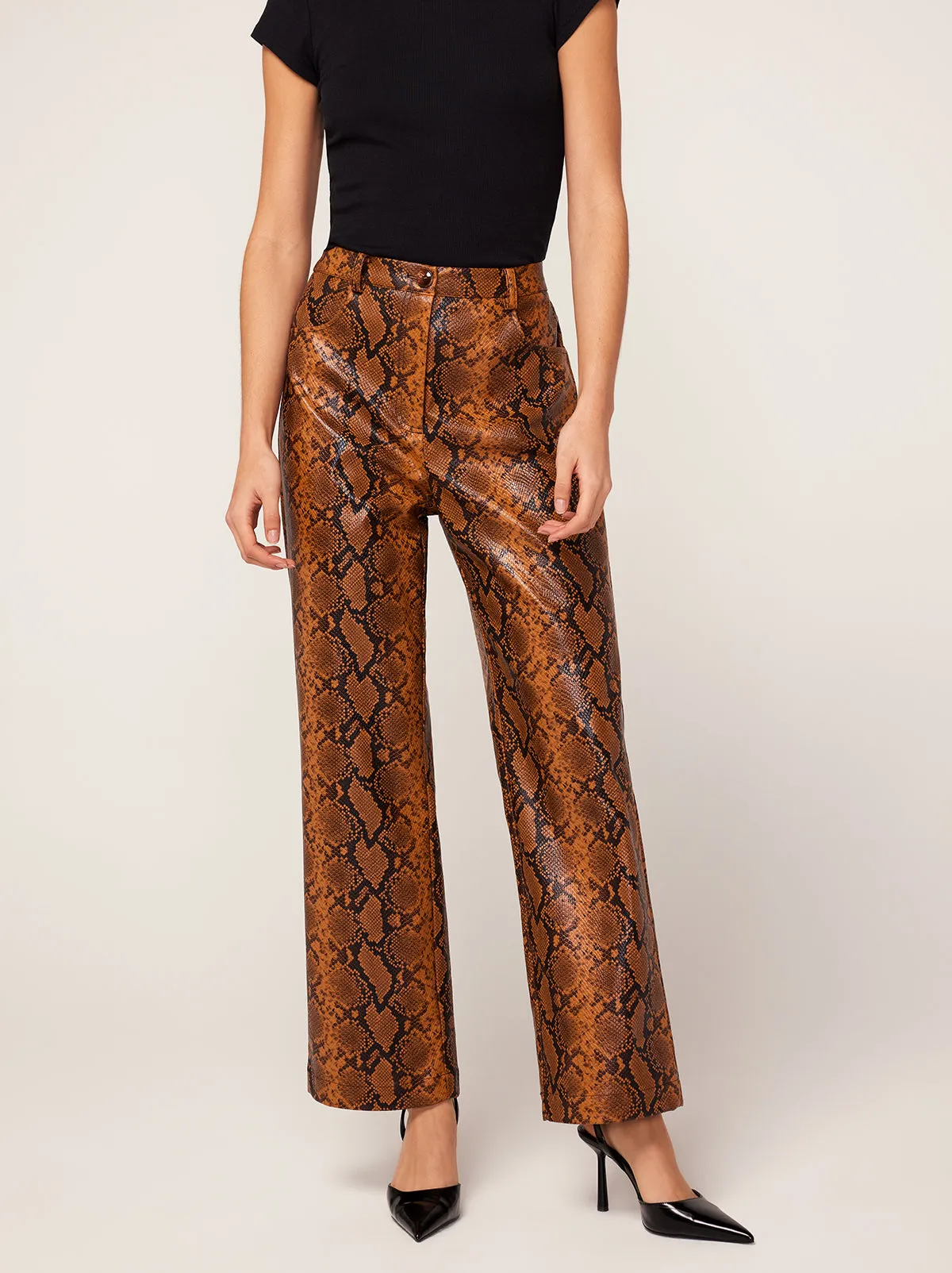 Nova Caramel Snakeskin Vinyl Trousers